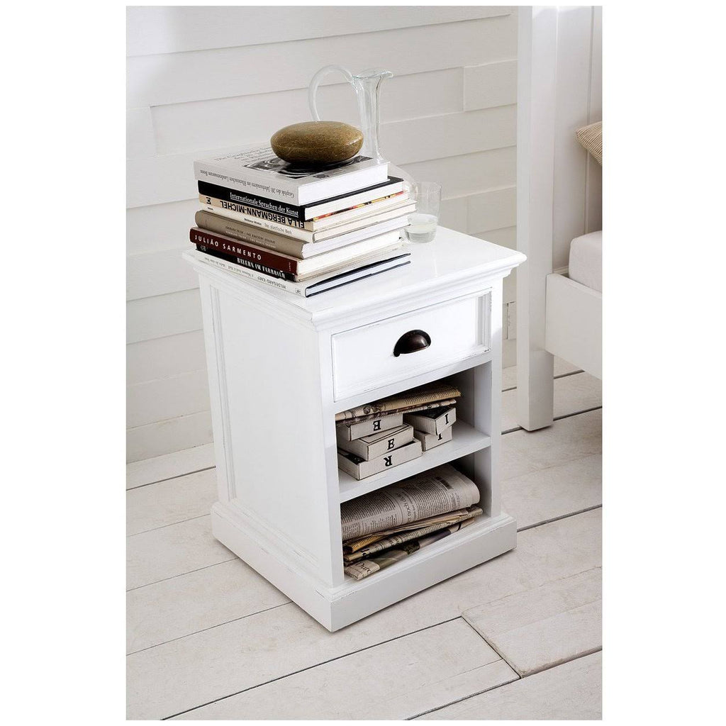 White Bedside Table with Shelves Q2075