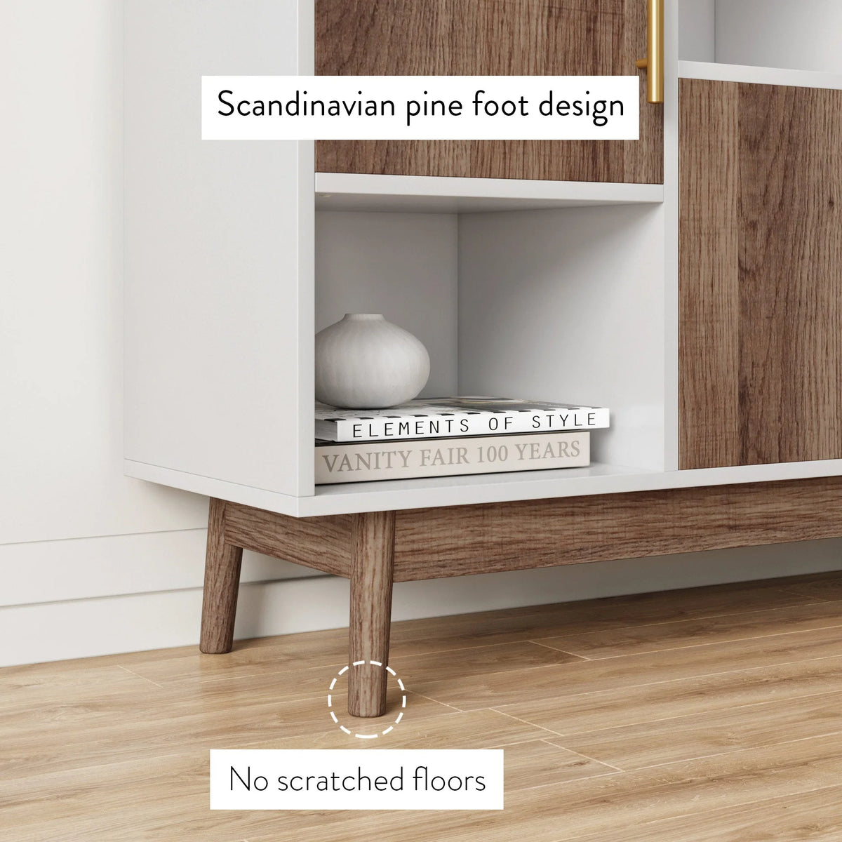 White Cube Storage with Display Shelves and Cabinet Doors B30414