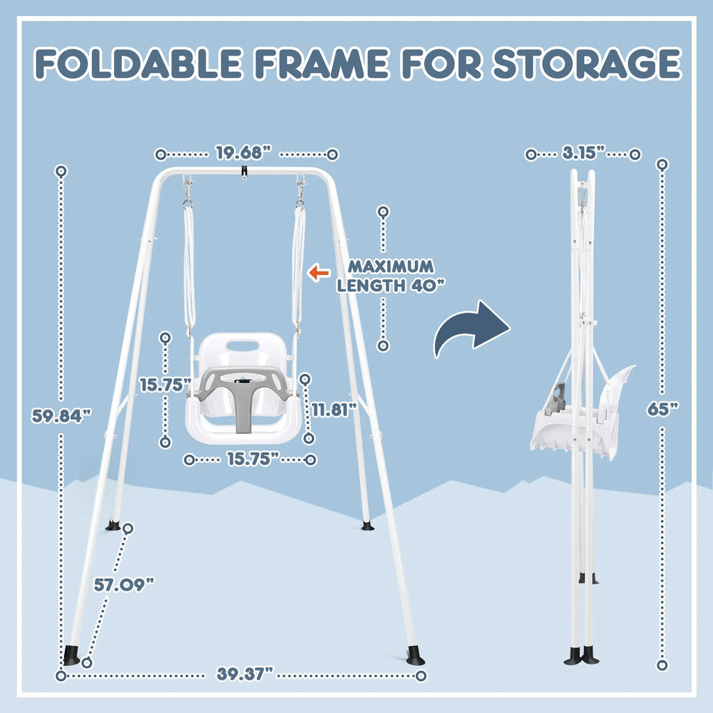 White Foldable Toddler Swing Set F1126
