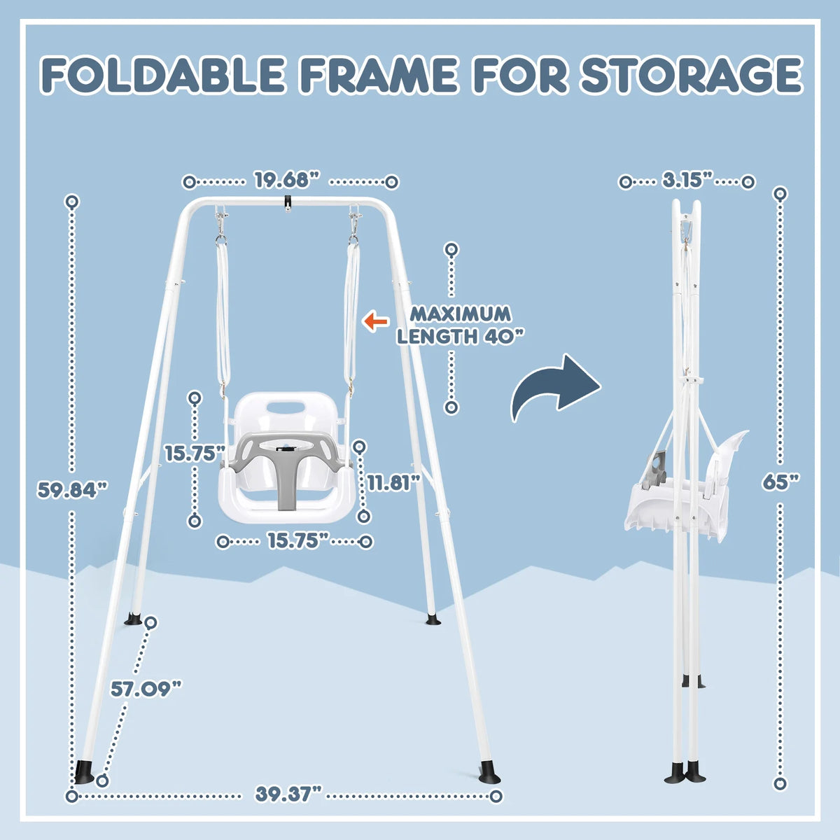 White Foldable Toddler Swing Set F1126