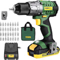 Cordless Power Drill with Battery and Charger, 2000mAh, 530 In-lbs, 24+1 Torque Setting, 33pcs Accessories T7867