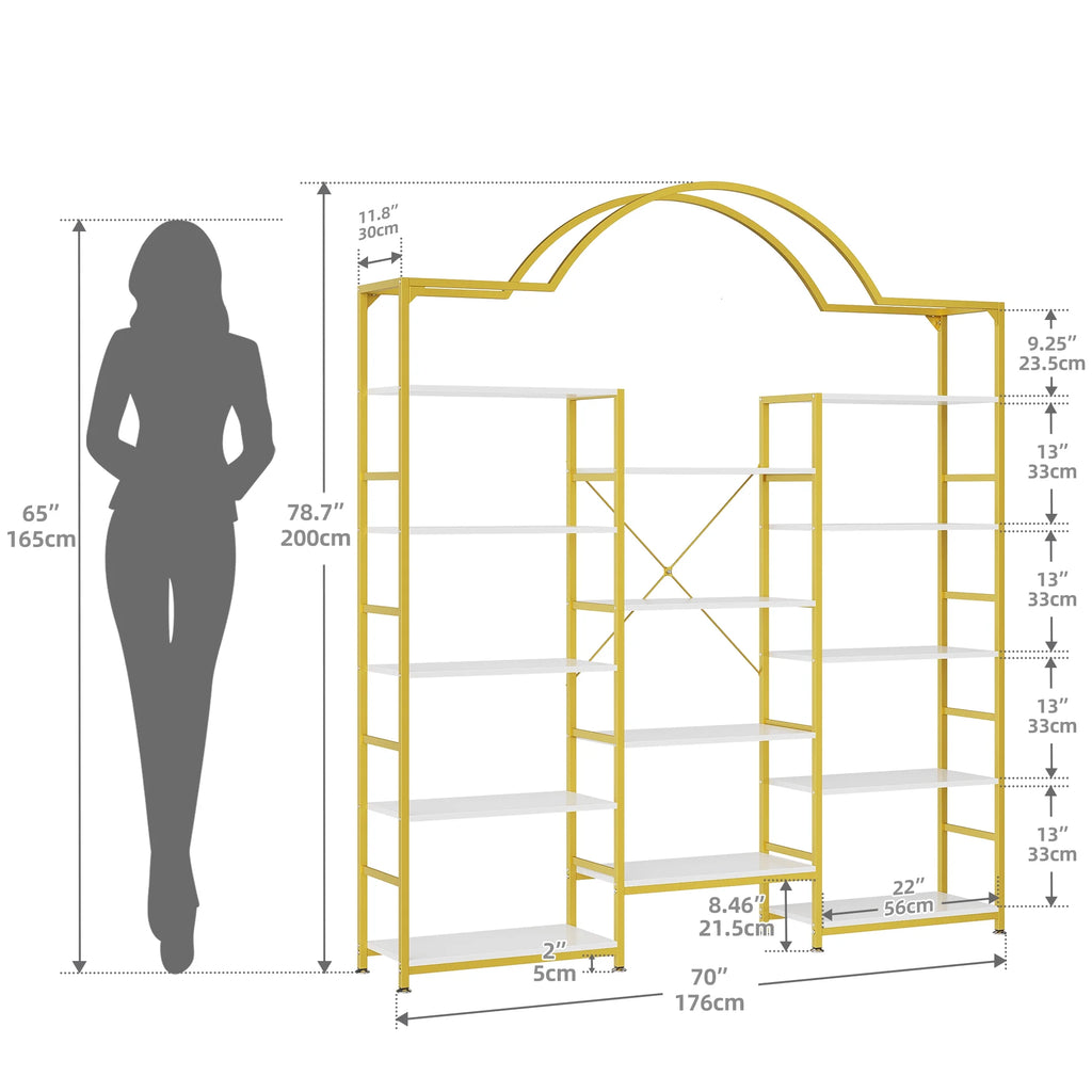 5-Tier Gold and White Bookshelf Y52665