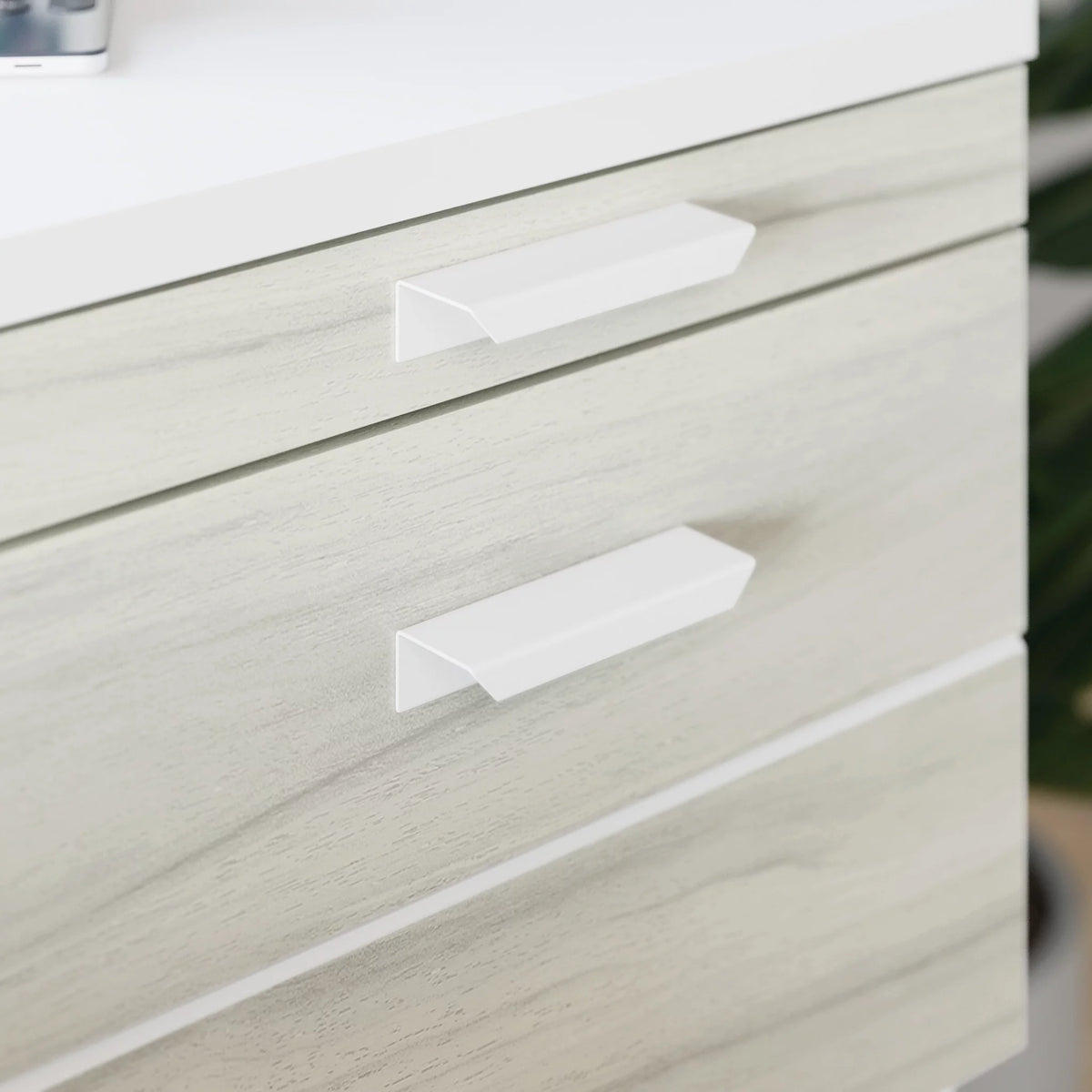 Side Table with Pull Out Tray and Drawer, White F2431