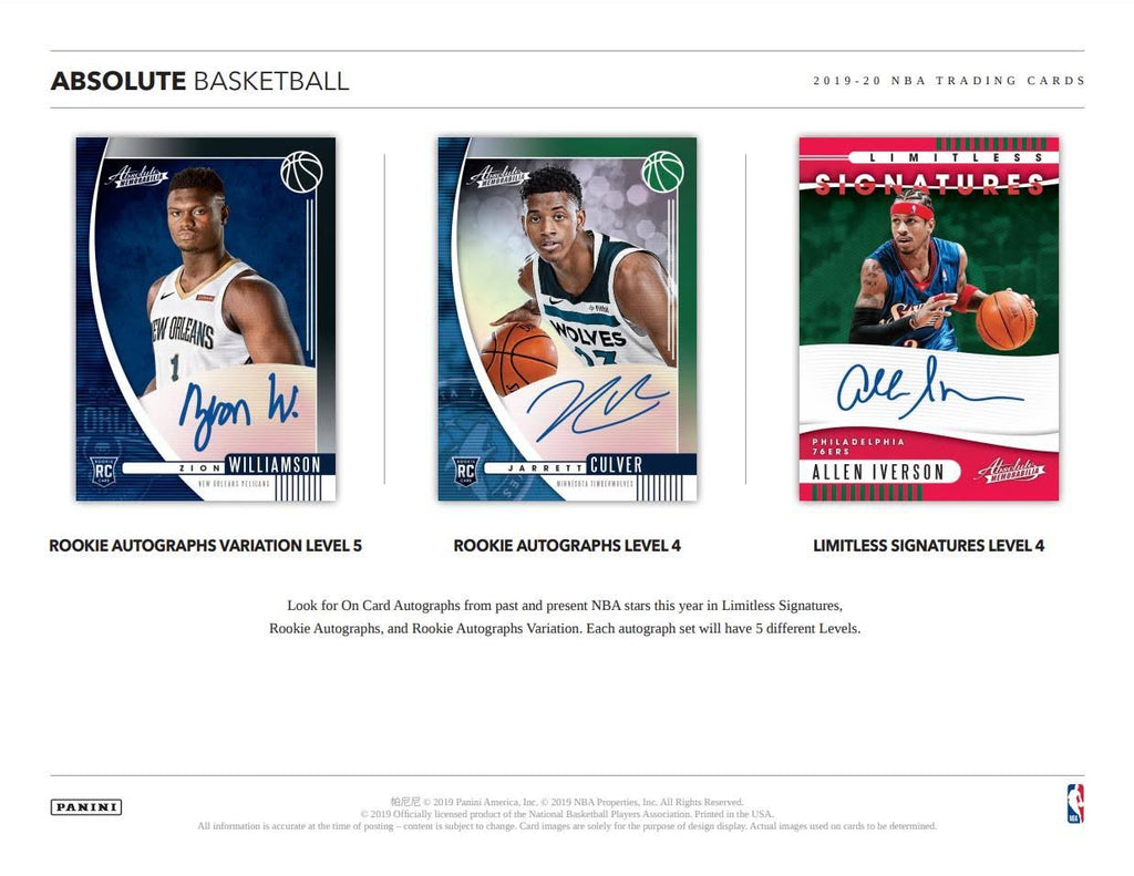 2019-20 Panini Absolute Memorabilia Basketball Hobby Box M221162