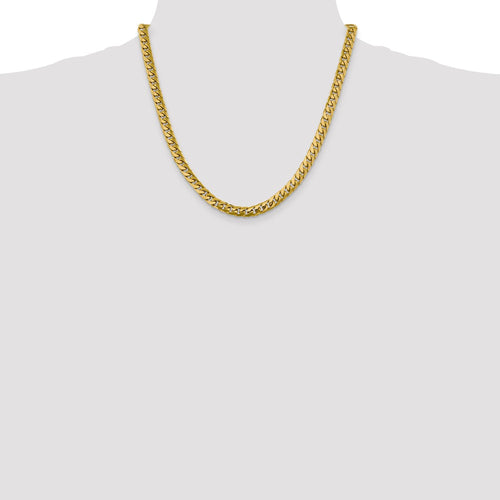 14kt Yellow Gold 6.25mm Solid Miami Cuban Chain 20 inch Lobster Clasp J932