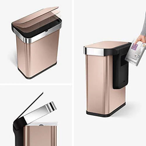 Rose Gold Stainless Steel 58-Liter Rectangular Sensor Trash Can B86781