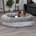 Plush Diamond Print Calming Donut Pet Bed N604