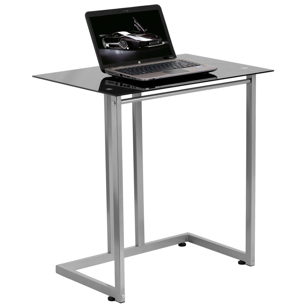 Black Computer Desk with Pull-Out Keyboard Tray I529570