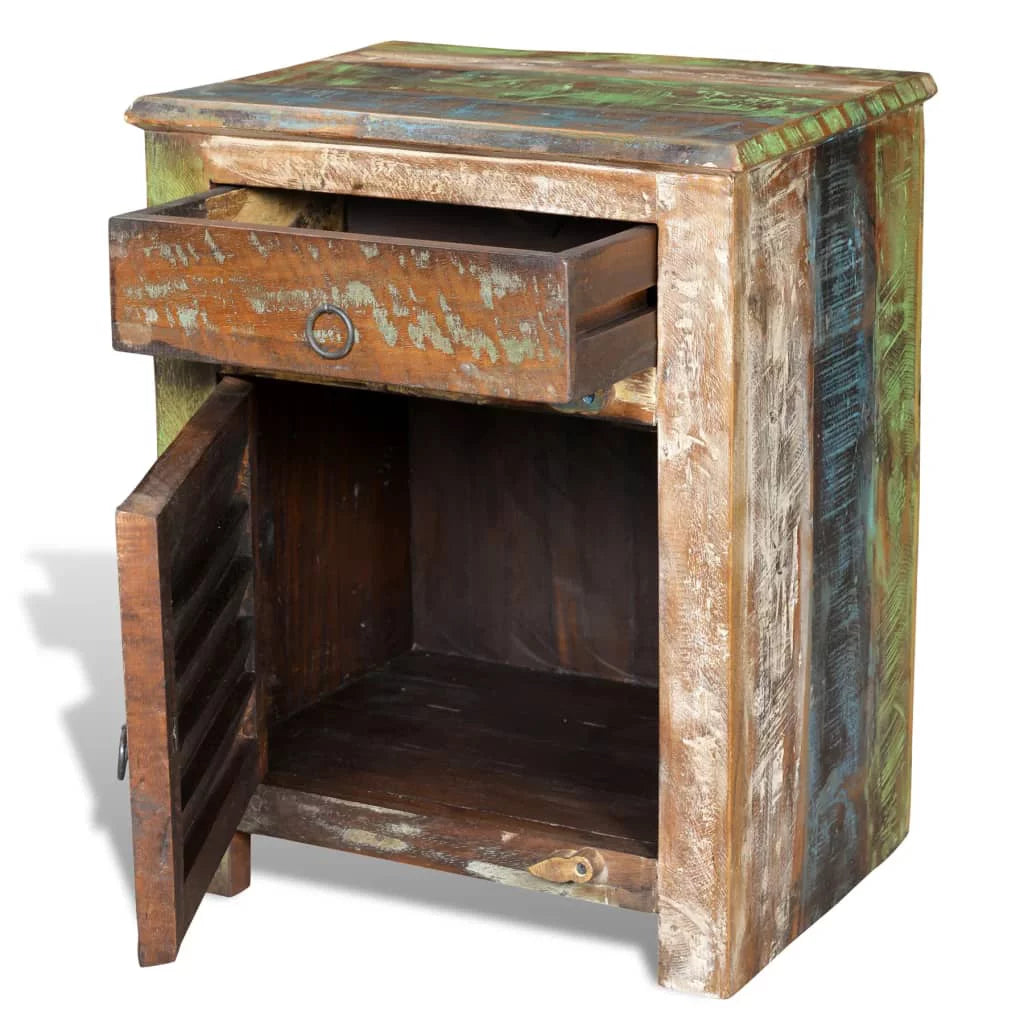 End Table with 1 Drawer 1 Door Reclaimed Wood F19874
