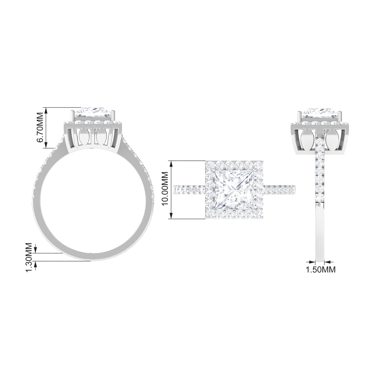 14K White Gold Moissanite Engagement Ring US 9.00 R198652