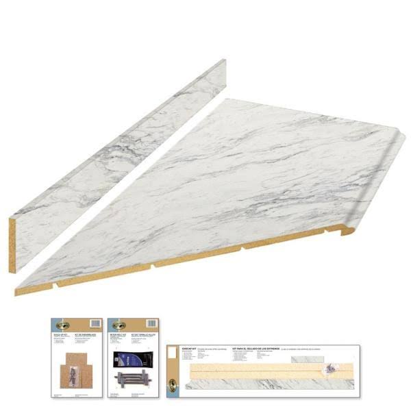 8 ft White Laminate Countertop Kit with Left Miter and Full Wrap Ogee Edge D19997