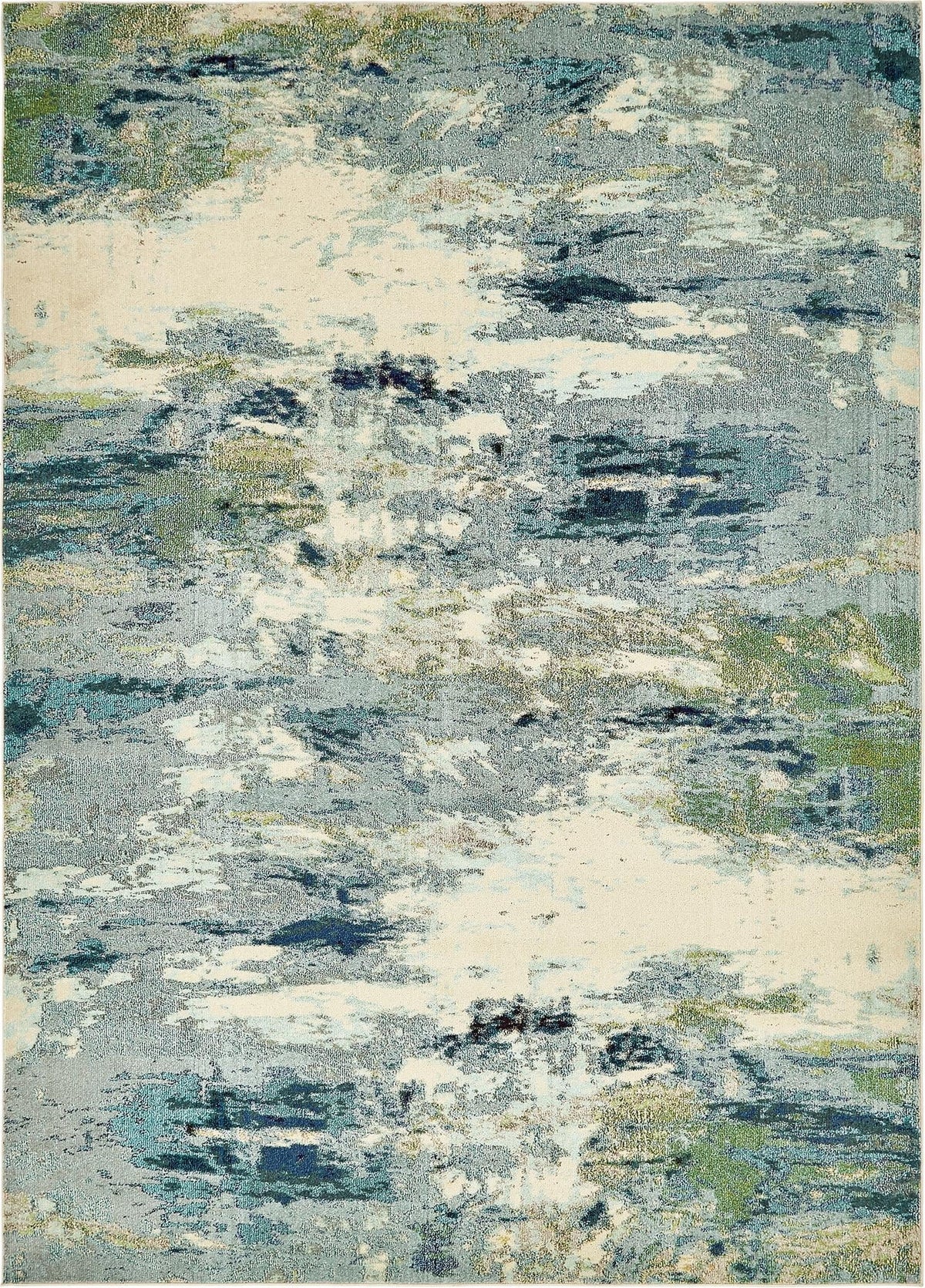 Light Blue/Gray 9' x 12' 2" Abstract Rectangle Rug T4576