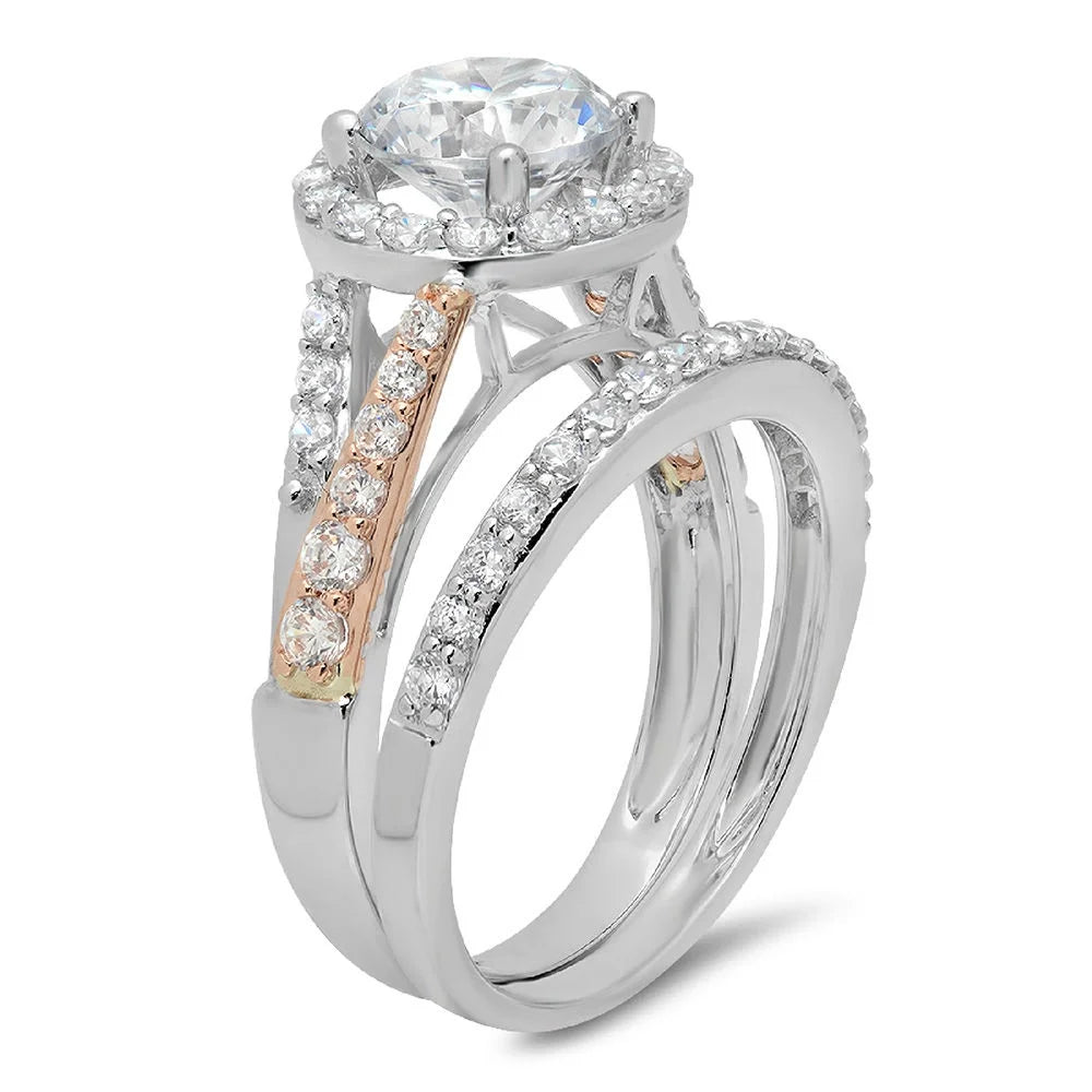 18K White Rose Gold Halo Engagement Ring with Diamond D835451