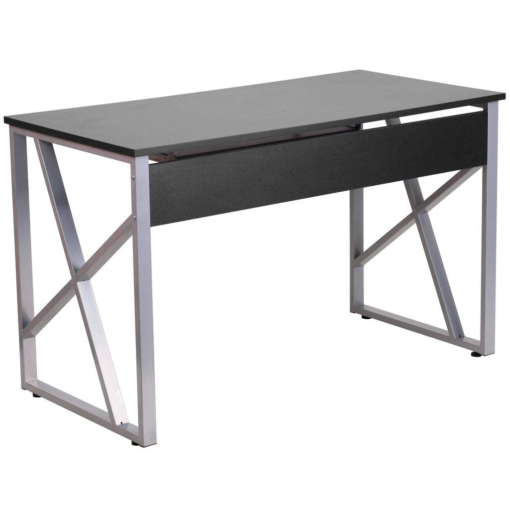 Black Computer Desk with Pull-Out Keyboard Tray I529570