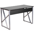 Black Computer Desk with Pull-Out Keyboard Tray I529570