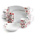 16 Piece White Floral Ceramic Dinnerware Set S319