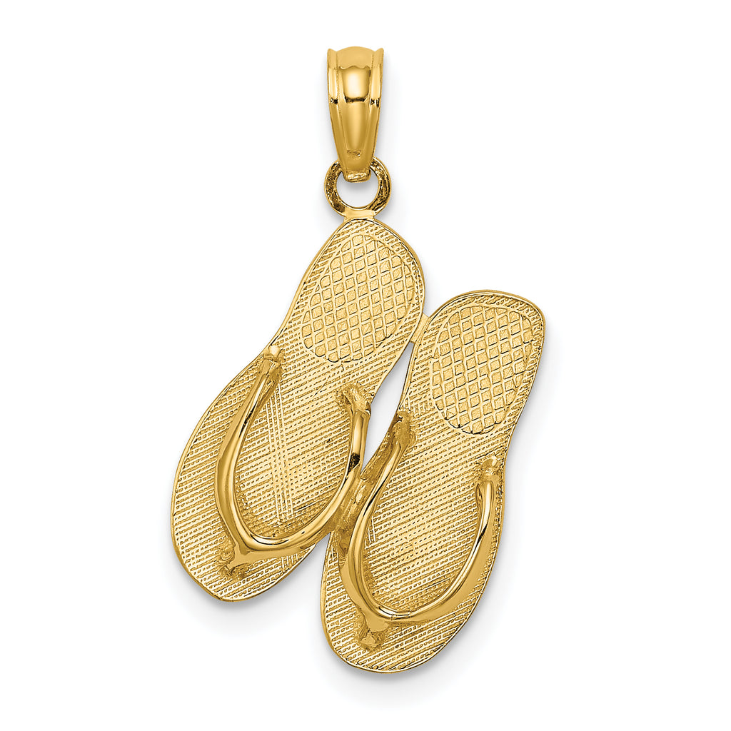 14k Yellow Gold Flip Flop Sandals Pendant 7x13mm X18169