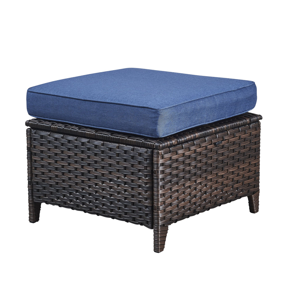 Blue 7 Pcs Outdoor Rattan Patio Furniture Set with Cushion J34636