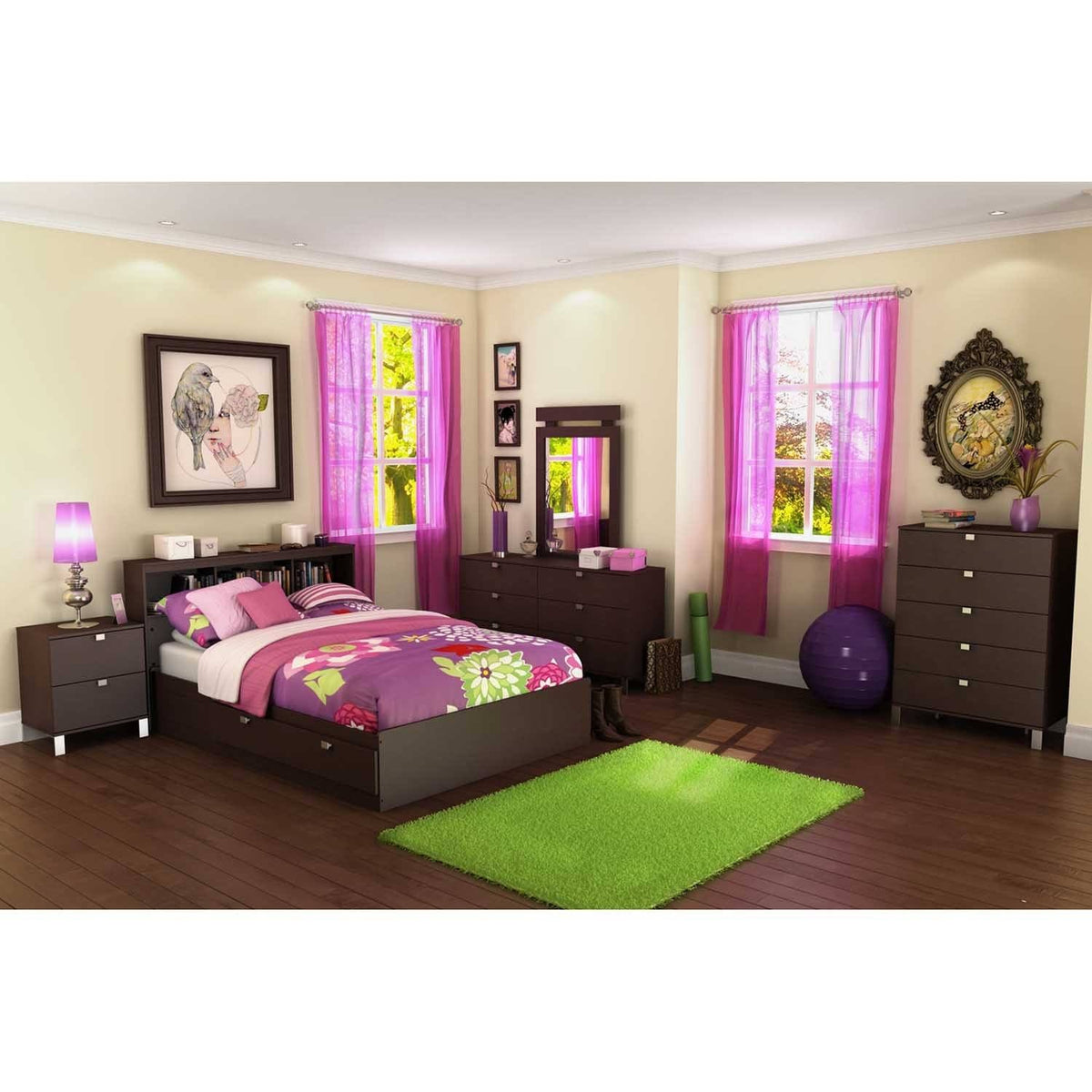 White Full Bookcase Headboard O55836