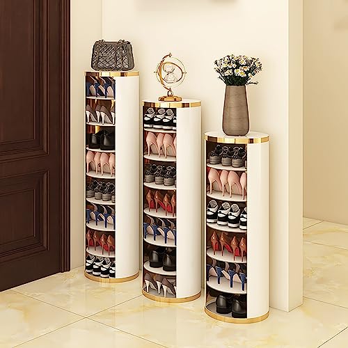 360° Rotating Shoe Rack Round Shoe Cabinet with Cover J81095