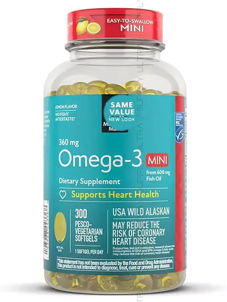 Omega-3 Mini Softgels 300 Count 360 mg DHA EPA Fish Oil D816710