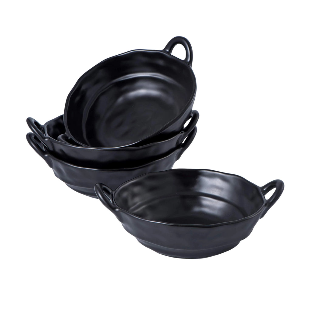 Black Ceramic Matte Glazed Bowls Set of 4 U802950