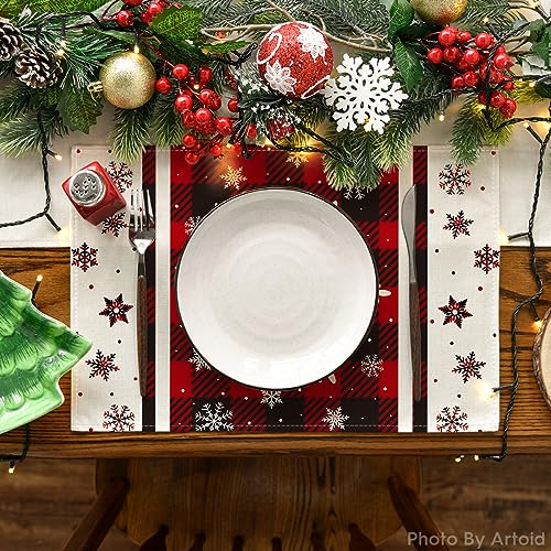 Buffalo Plaid Snowflakes Winter Placemats Set of 4 J18406