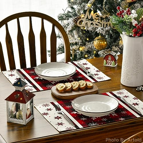 Buffalo Plaid Snowflakes Winter Placemats Set of 4 J18406