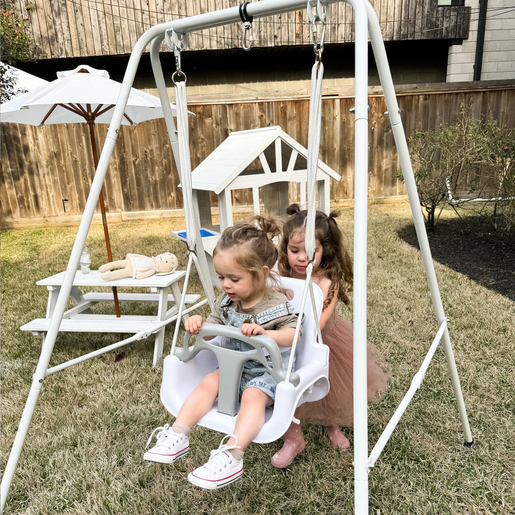 White Foldable Toddler Swing Set F1126