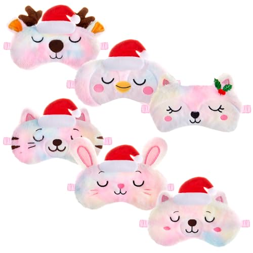 6 Pieces Christmas Soft Plush Sleeping Mask H590756