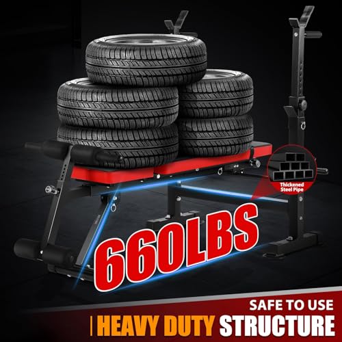 6 in 1 600lbs Foldable Weight Bench Set with Squat Rack K2617
