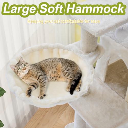 White 40'' Cat Tree Tower with Scratching Post P478313