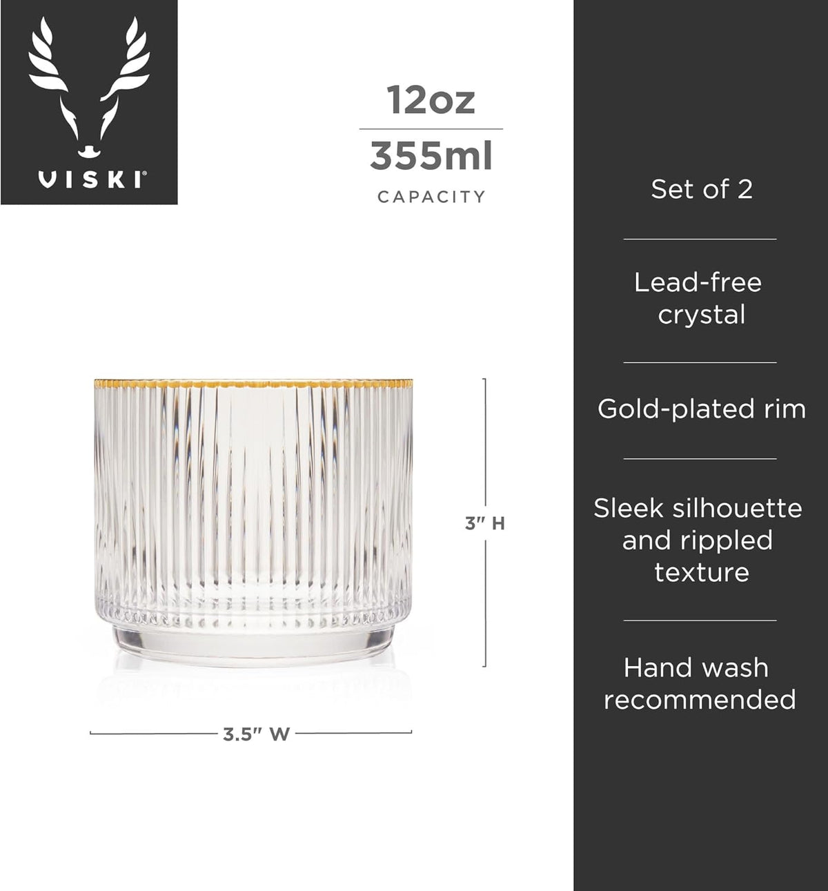Crystal Lowball Tumblers 12oz Set of 2 Z915