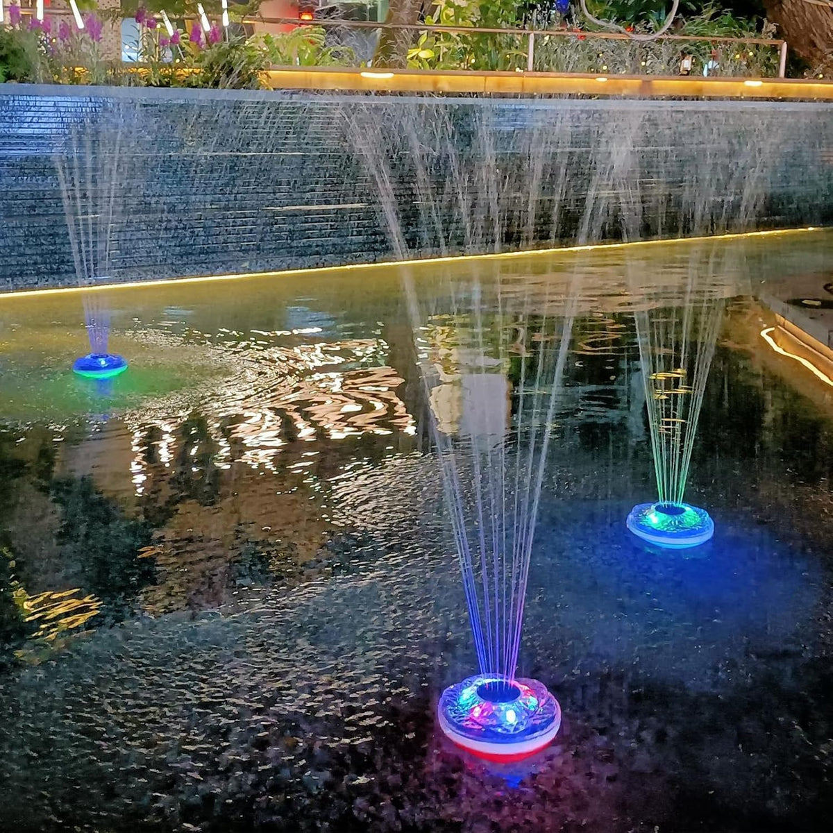 Floating Pool Fountain with Light Show, Rechargeable Battery, IP68 Waterproof, 2 Modes, 1pc S7775