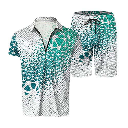 Mens Printed Short Sleeve 2 Piece Outfits Sets K272