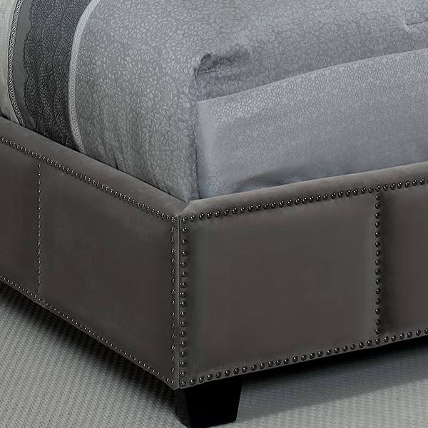 Grey Upholstered Bed Full O814