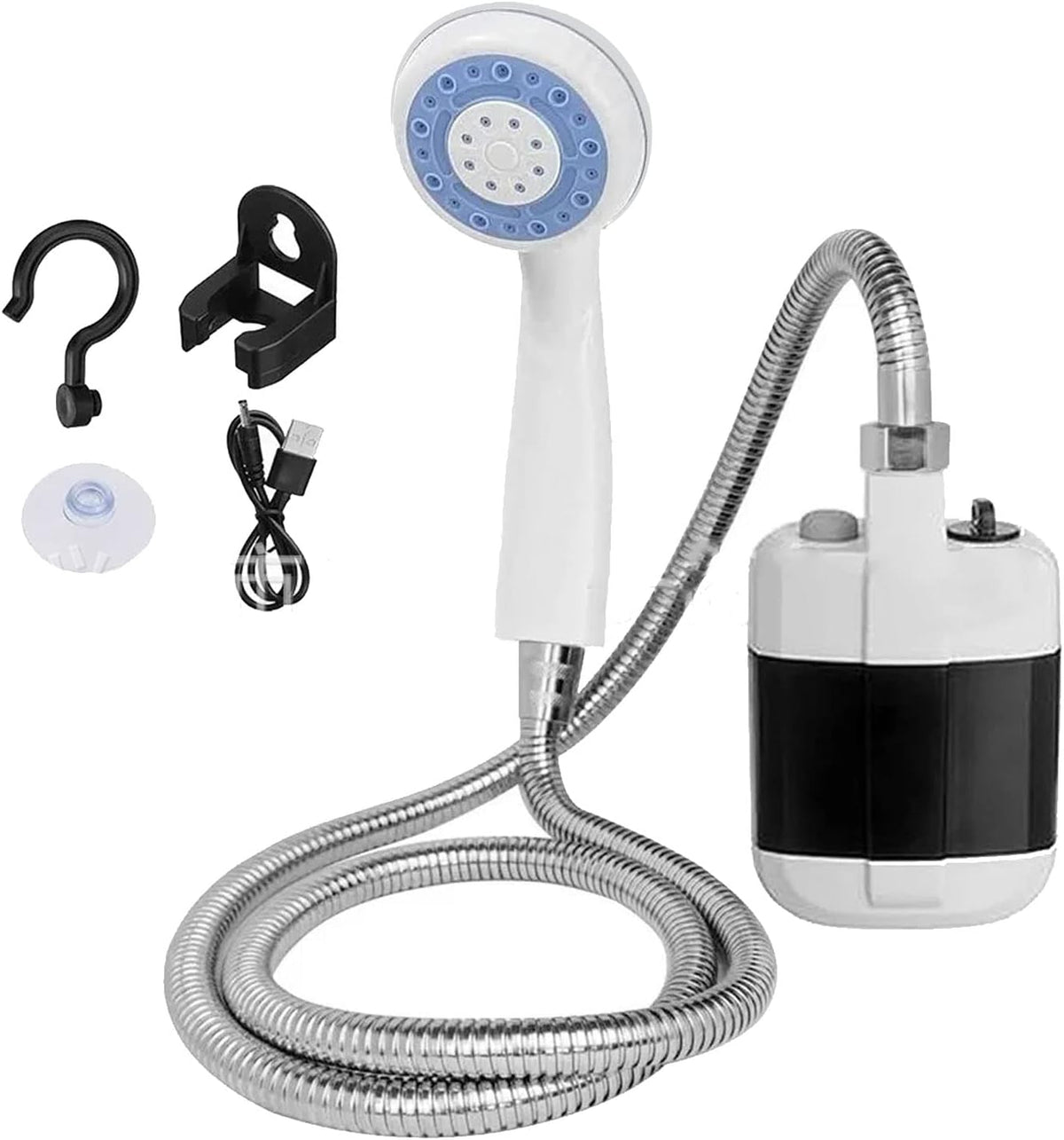 Portable Electric Shower with Battery Powered Pump Shower Head Nozzle T47364