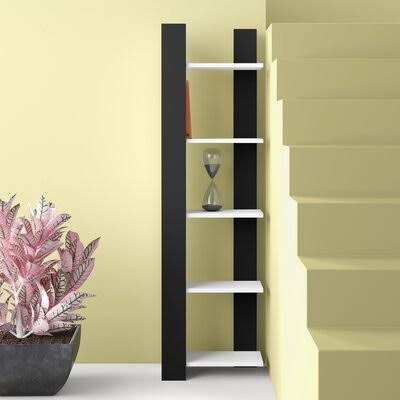 63x22 H x 18x22 W Corner Bookcase Black/White I25519