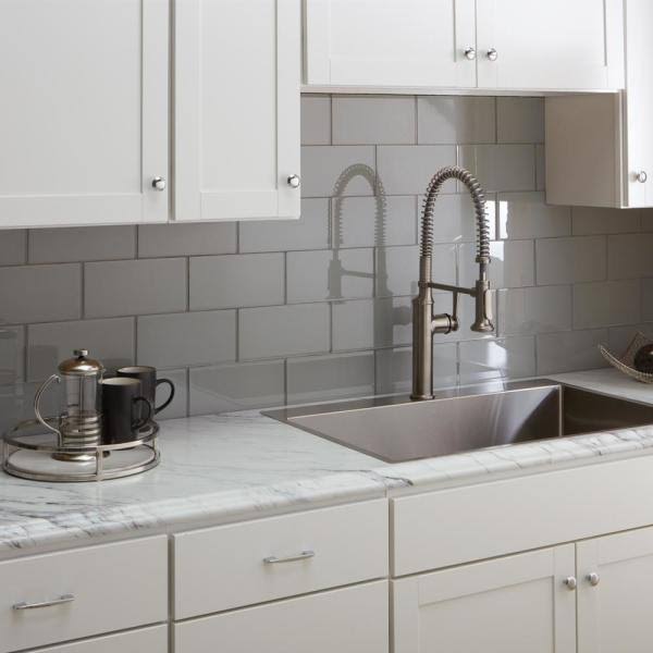 8 ft White Laminate Countertop Kit with Left Miter and Full Wrap Ogee Edge D19997