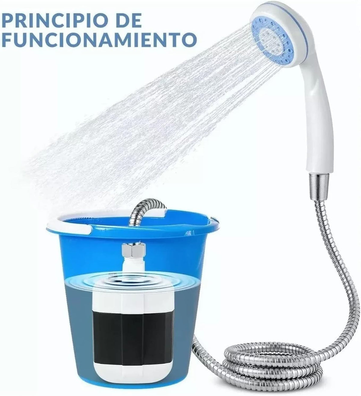 Portable Electric Shower with Battery Powered Pump Shower Head Nozzle T47364