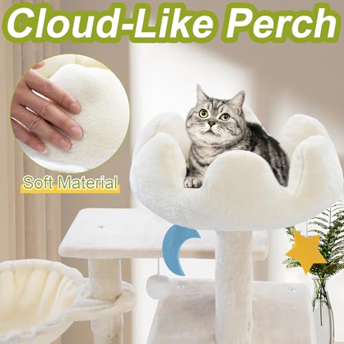 White 40'' Cat Tree Tower with Scratching Post P478313