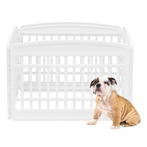 White 4-Panel 24" Foldable Dog Playpen O3434