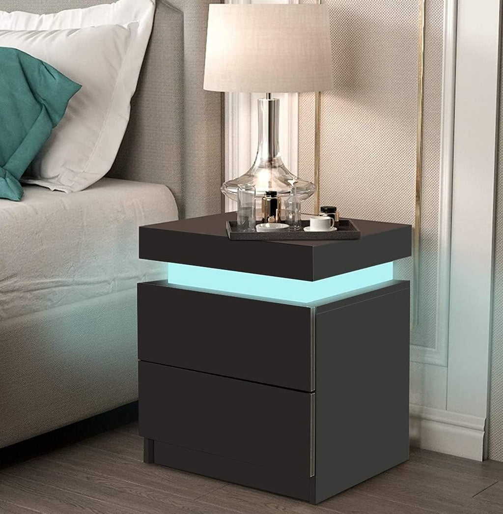 White LED Nightstand with 2 Drawers H286753