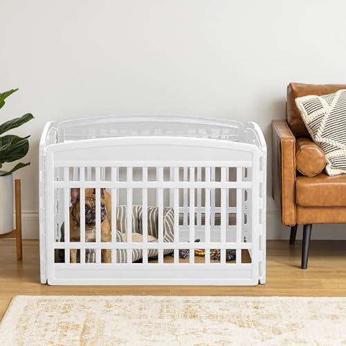 White 4-Panel 24" Foldable Dog Playpen O3434