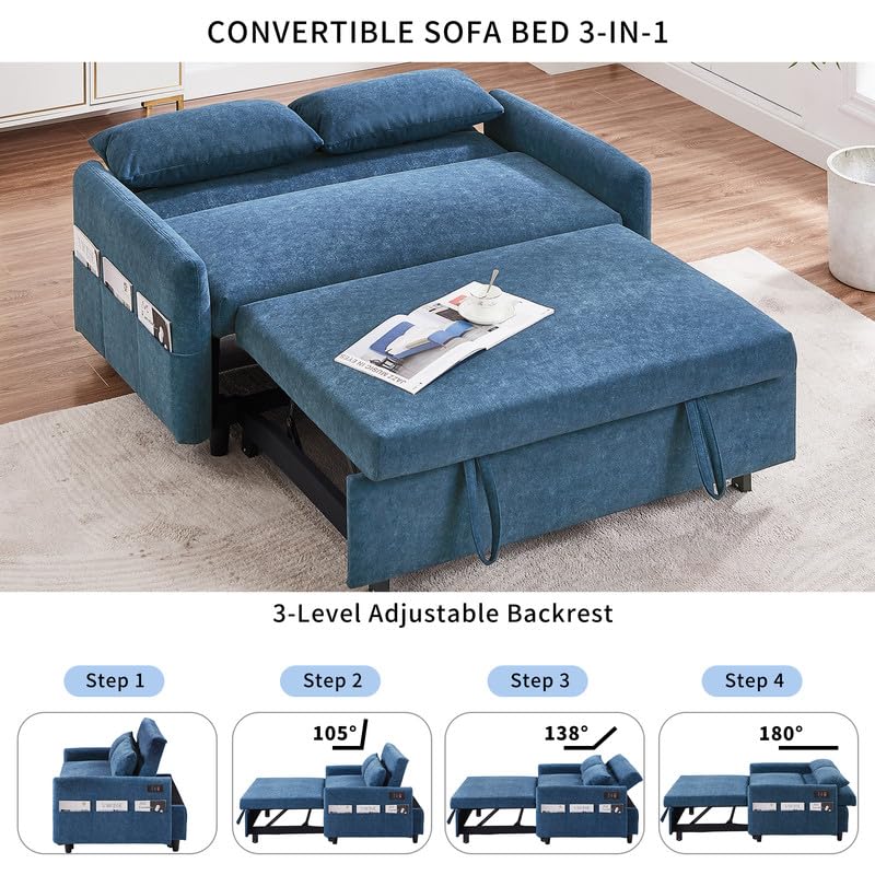 Grey Microfiber Convertible Sofa Bed Chair S306155