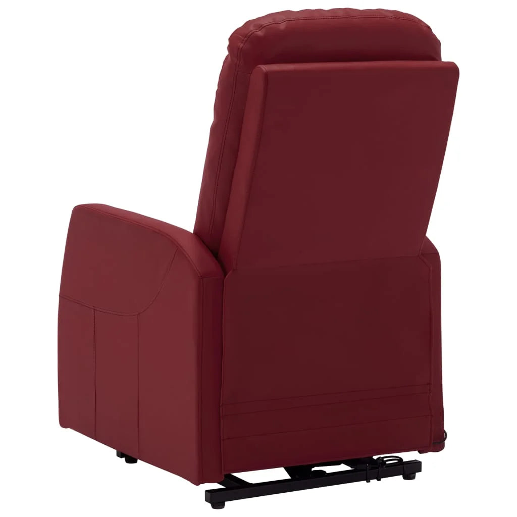 Wine Red Faux Leather Power Lift Massage Recliner B119564