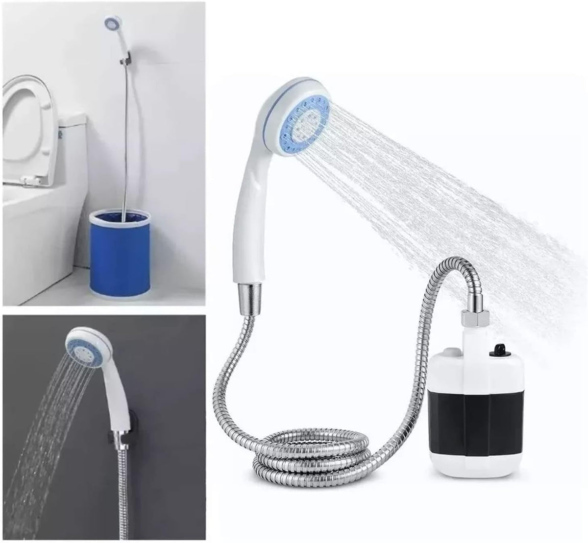 Portable Electric Shower with Battery Powered Pump Shower Head Nozzle T47364