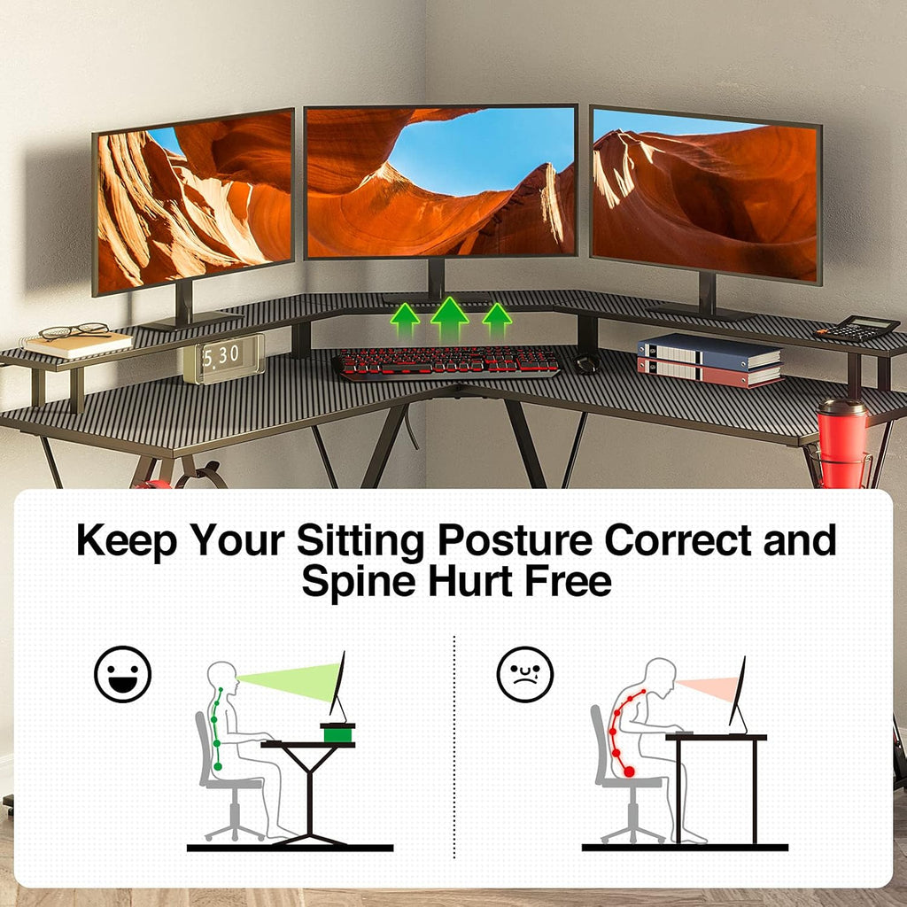 L-Shaped Gaming Desk with LED Strip & Power Outlets N661673