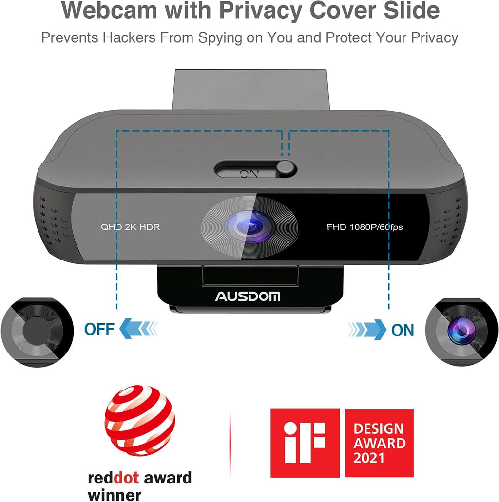 2K QHD AutoFocus Webcam with Dual Noise Cancelling Microphones I355