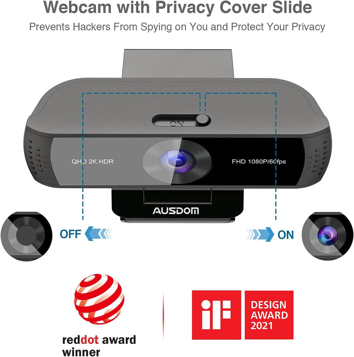 2K QHD AutoFocus Webcam with Dual Noise Cancelling Microphones I355